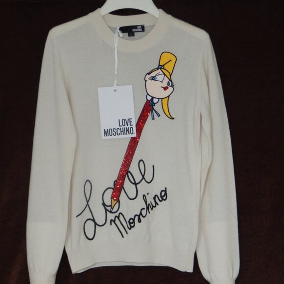 Love Moschino Sequined Embroidered Women’s Pullover Sweater Top US 8 / IT 44 NWT - Picture 9 of 11